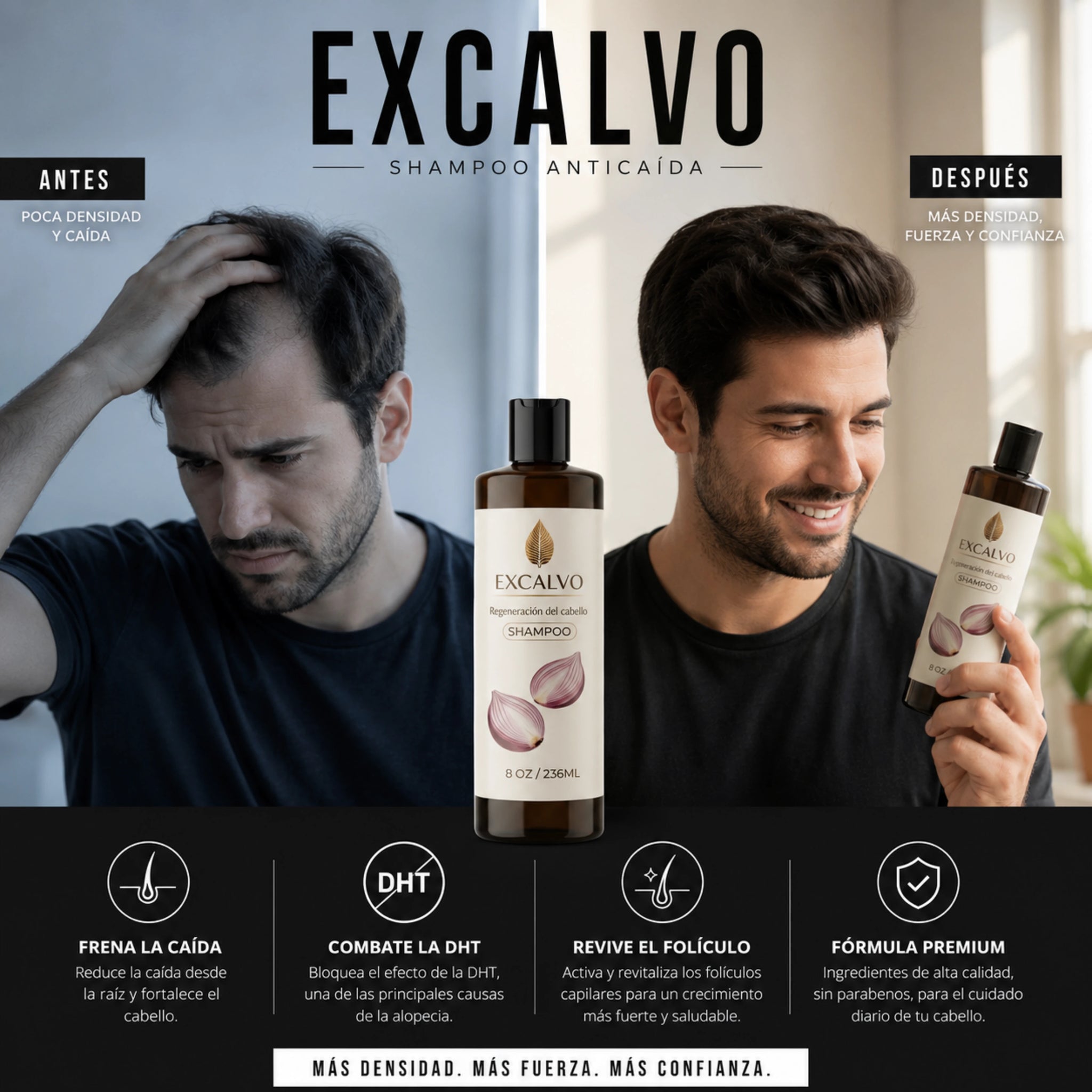 Excalvo Shampoo Anticaída con Bloqueador de DHT