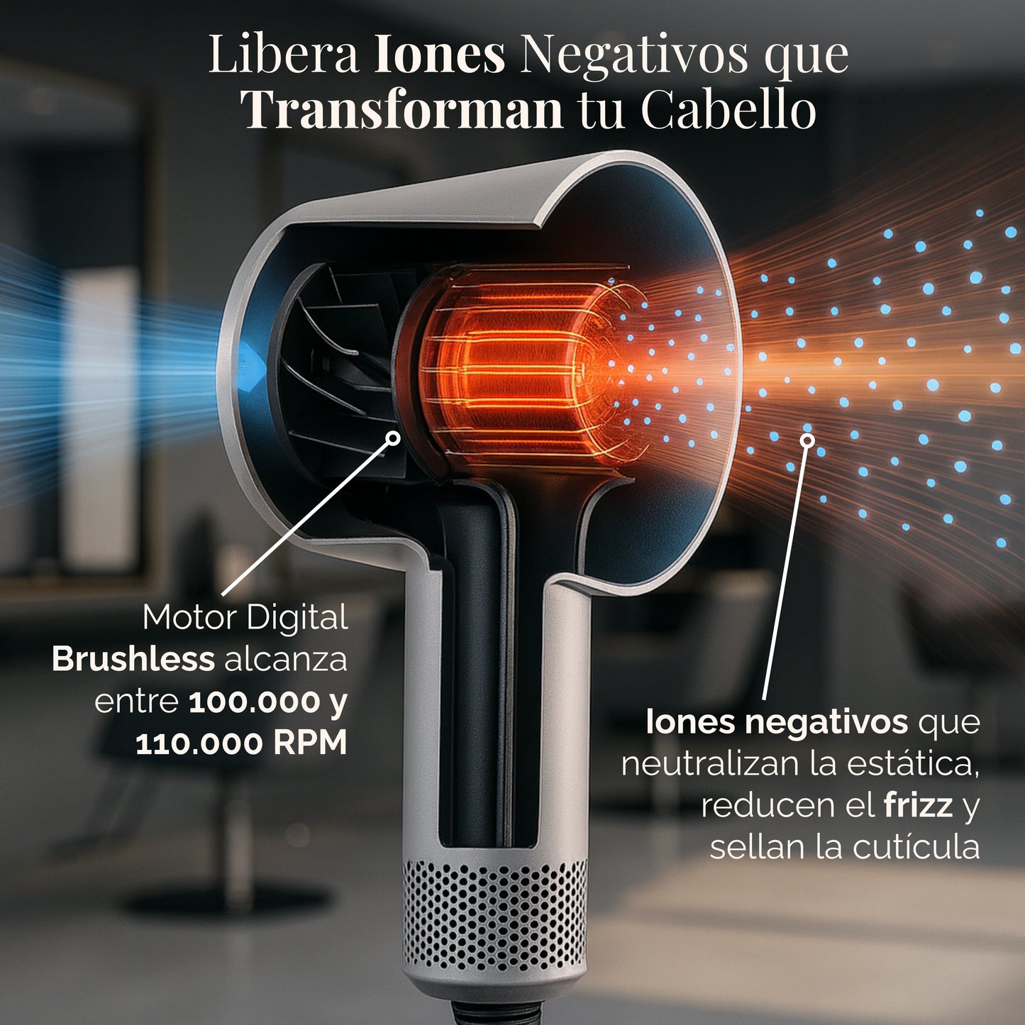 Aeris | Secador de Cabello De Alta Velocidad